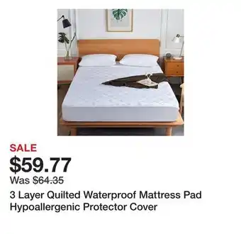 Bed Bath & Beyond 3 Layer Quilted Waterproof Mattress Pad Hypoallergenic Protector Cover offer