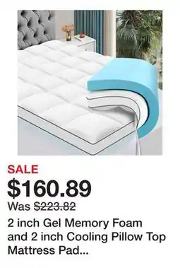 Bed Bath & Beyond 2 inch Gel Memory Foam and 2 inch Cooling Pillow Top Mattress Pad Cover - WHITE offer