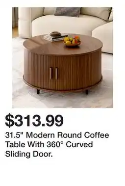 Wayfair 31.5 Modern Round Coffee Table With 360° Curved Sliding Door offer