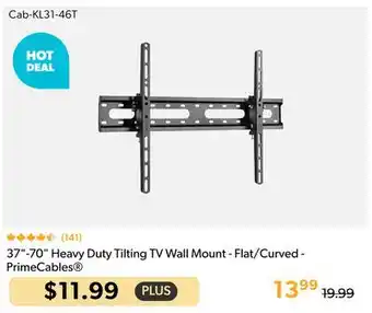 Primecables 37-70 Heavy Duty Tilting TV Wall Mount - Flat/Curved - PrimeCables offer