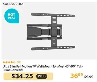 Primecables Ultra Slim Full Motion TV Wall Mount for Most 43-90 TVs - PrimeCables offer