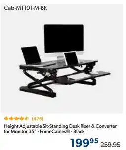 Primecables Height Adjustable Sit-Standing Desk Riser & Converter for Monitor 35 - PrimeCables - Black offer