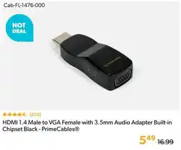 Primecables HDMI 1.4 Male to VGA Female with 3.5mm Audio Adapter Built-in Chipset Black - PrimeCables offer