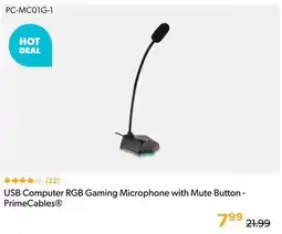 Primecables USB Computer RGB Gaming Microphone with Mute Button - PrimeCables offer