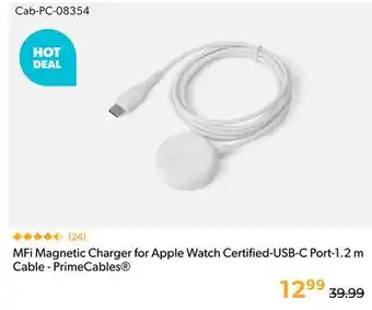 Primecables MFi Magnetic Charger for Apple Watch Certified-USB-C Port-1.2 m Cable - PrimeCables offer