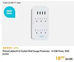 Primecables PrimeCables 6-Outlet Wall Surge Protector - 4 USB Ports, 900 Joules offer