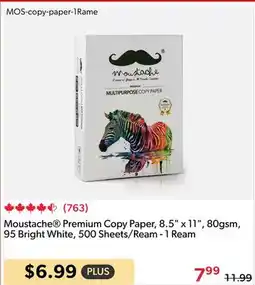 Shopper+ Moustache Premium Copy Paper, 8.5 x 11, 80gsm, 95 Bright White, 500 Sheets/Ream - 1 Ream offer