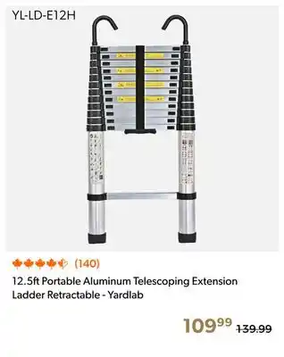 Shopper+ 12.5ft Portable Aluminum Telescoping Extension Ladder Retractable - Yardlab offer