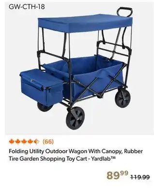 Shopper+ Folding Utility Outdoor Wagon With Canopy, Rubber Tire Garden Shopping Toy Cart - Yardlab offer