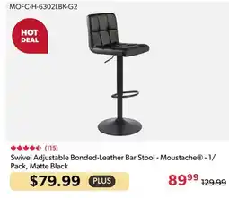 Shopper+ Swivel Adjustable Bonded-Leather Bar Stool - Moustache - 1/ Pack, Matte Black offer