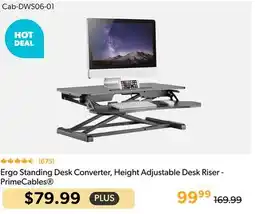 Shopper+ Ergo Standing Desk Converter, Height Adjustable Desk Riser - PrimeCables offer