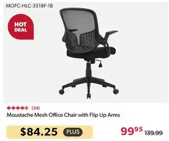 Shopper+ Moustache Mesh Office Chair with Flip Up Arms offer