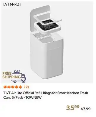 Shopper+ T1/T Air Lite Official Refill Rings for Smart Kitchen Trash Can, 6/Pack - TOWNEW offer