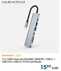 123Ink 7 in 1 USB C Hub with 4K HDMI, 100W PD, 1 USB-C, 1 USB2.0 & 1 USB3.0, TF/SD Card Reader offer