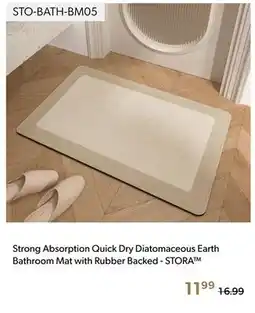 Shopper+ Strong Absorption Quick Dry Diatomaceous Earth Bathroom Mat with Rubber Backed - STORA offer