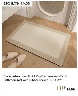 Shopper+ Strong Absorption Quick Dry Diatomaceous Earth Bathroom Mat with Rubber Backed - STORA offer