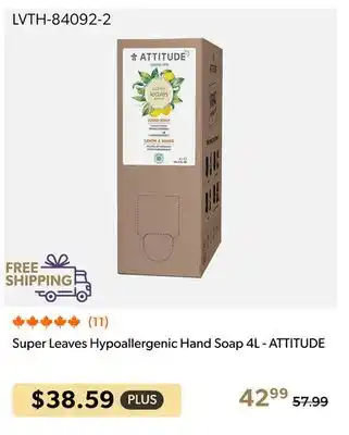 Shopper+ Super Leaves Hypoallergenic Hand Soap 4L - ATTITUDE offer