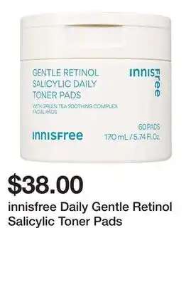 Sephora innisfree Daily Gentle Retinol Salicylic Toner Pads offer