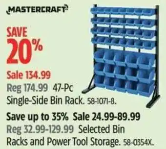 Canadian Tire Mastercraft single-side bin rack offer