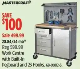 Canadian Tire Mastercraft work centre with built-in pegboard and 23 hooks offer