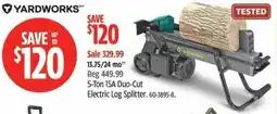 Canadian Tire Yardworks 5-Ton 15A Duo-Cut Electric Log Splitter offer