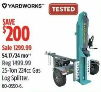 Canadian Tire Yardworks 25-Ton 224cc Gas Log Splitter offer