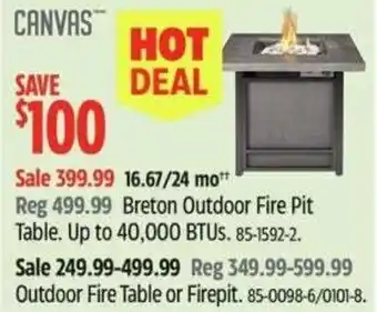 Canadian Tire Canvas Breton Outdoor Fire Pit Table offer