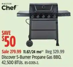 Canadian Tire MASTER Chef Discover 5-Burner Propane Gas BBQ. 42,500 BTUS offer