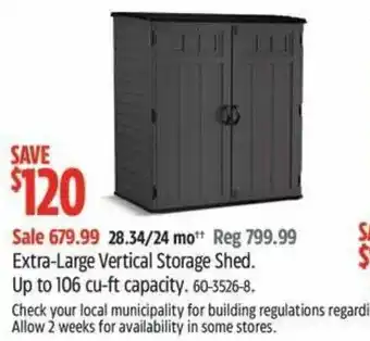 Canadian Tire Suncast Extra-Large Vertical Storage Shed offer