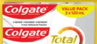 Walmart Colgate Total 3 x 120 mL Toothpaste offer