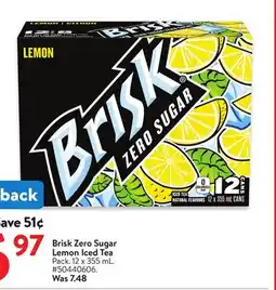 Walmart Brisk Zero Sugar Lemon Iced Tea offer