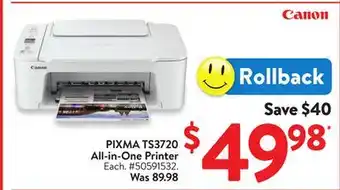 Walmart PIXMA TS3720 All-in-One Printer offer