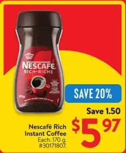 Walmart Nescafé Rich Instant Coffee offer