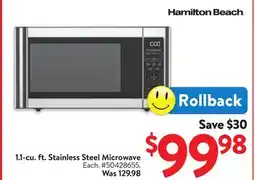 Walmart 1.1-cu ft. Stainless Steel Microwave offer