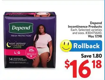 Walmart Depend Incontinence Products offer