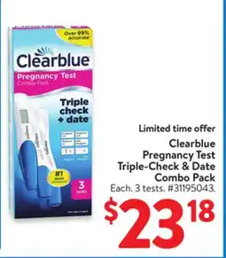 Walmart Clearblue Pregnancy Test Triple-Check & Date Combo Pack offer