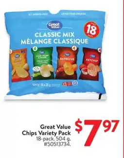 Walmart Great Value Chips Variety Pack offer