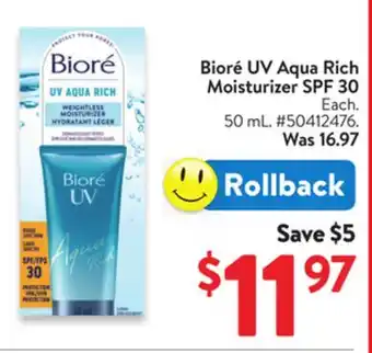 Walmart Bioré UV Aqua Rich Moisturizer SPF 30 offer