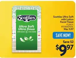 Walmart Scotties Ultra Soft with Lotion Facial Tissue offer