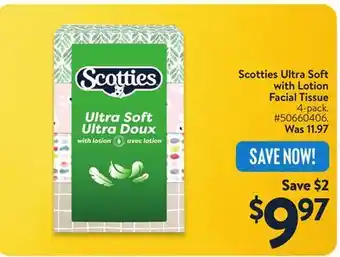 Walmart Scotties Ultra Soft with Lotion Facial Tissue offer