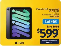 Walmart iPad Mini (6th generation) Wi-Fi 64GB offer