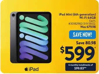 Walmart iPad Mini (6th generation) Wi-Fi 64GB offer