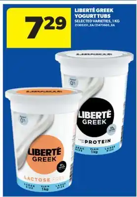 Real Canadian Superstore LIBERTÉ GREEK YOGURT TUBS, 1 KG offer