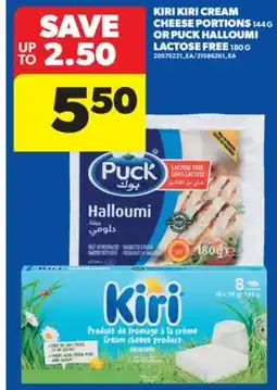 Real Canadian Superstore KIRI KIRI CREAM CHEESE PORTIONS 144 G OR PUCK HALLOUMI LACTOSE FREE 180 G offer