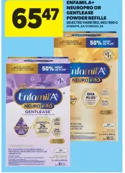 Real Canadian Superstore ENFAMIL A + NEUROPRO OR GENTLEASE POWDER REFILLS, 862/890 G offer