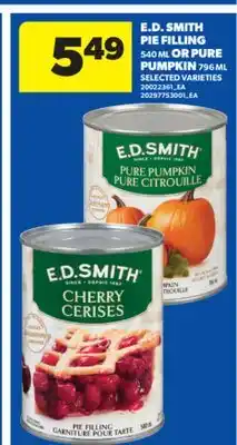 Real Canadian Superstore E. D. SMITH PIE FILLING 540 ML OR PURE PUMPKIN 796 ML offer