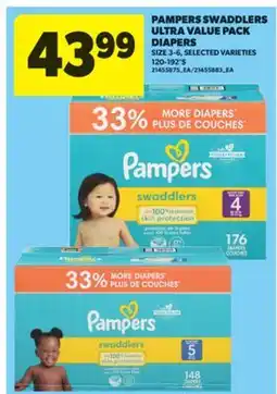 Real Canadian Superstore PAMPERS SWADDLERS ULTRA VALUE PACK DIAPERS, 120-192'S offer