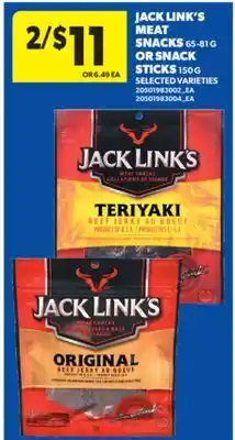 Real Canadian Superstore JACK LINK'S MEAT SNACKS 65-81 G OR SNACK STICKS 150 G offer