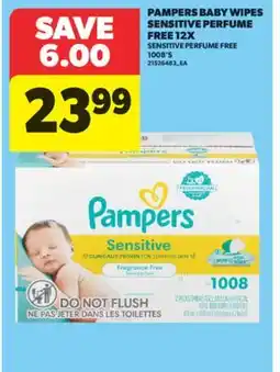 Real Canadian Superstore PAMPERS BABY WIPES SENSITIVE PERFUME, 1008'S offer