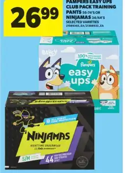 Real Canadian Superstore PAMPERS EASY UPS CLUB PACK TRAINING PANTS 56-74'S OR NINJAMAS 34/44'S offer